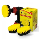 Profesionalūs valymo &scaron;epečiai Premium DRILL BRUSH 3vnt. - vidutini&scaron;kai mink&scaron;tas, geltonas, 13 cm
