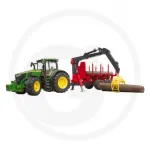 Bruder žaislinis traktorius John Deere 7R 350 su priekaba