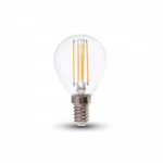 6W LED lemputė V-TAC, E14, P45, 2700K, filamentinė, 100lm/W, skaidriu stiklu