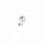 8,5W LED sieninis &scaron;viestuvas JUBE AP S, matinės aukso sp. korpusas/skaidrus stiklas, 3000K, dimeriuojamas