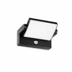 21W LED sieninis fasado &scaron;viestuvas SWIPE, juodas, 3000K, su judesio davikliu, IP54, 287737
