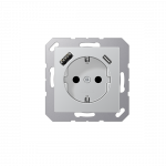 Ki&scaron;tukinis lizdas JUNG, su A ir C tipo USB, aliuminio sp.