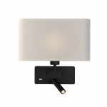 Sieninis &scaron;viestuvas ROMEO, E27, juodas, su skaitymo &scaron;viestuvėliu ir USB, A3971081N