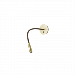 3W LED sieninis &scaron;viestuvas FLEXI LEATHER, matinės žalvario sp. metalas/tamsiai rudos sp. oda, 2700K