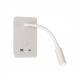3W LED sieninis &scaron;viestuvas SENDA, baltas, 3000K, su USB, A3835001B