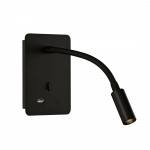 3W LED sieninis &scaron;viestuvas SENDA, juodas, 3000K, su USB, A3835001N