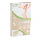 Victoria Beauty depiliacinės va&scaron;ko juostelės kojoms ir kūnui su medetkų ekstraktu, jautriai odai, 20vnt