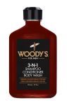 Woody's 3-n-1 &scaron;ampūnas, kondicionierius, kūno prausiklis 3 in 1, 355 ml