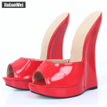 Itin 18 cm auk&scaron;takulniai sandalai su platforma Peep Toe moteri&scaron;ki seksualūs feti&scaron;o batai 40