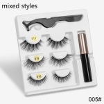 3 poros akių makiažo magnetinės blakstienos Magnetinės dirbtinės blakstienos Skystas akių pie&scaron;tukas grožio rinkinys Mink Eyelash Style 5