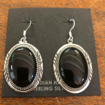 Vintažinės mados sidabro spalvos didelė juoda onikso akmeninė lanko auskarai begaliniai auskarai moterims