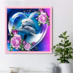 5D PASIDARYK PATS Deimantinė tapyba Mielas delfinas Deimantinė siuvinėjimas Pilnas klojimas Anime Kryželiu rinkiniai Namų dekoras Rankų darbo dovana Round 30x30cm