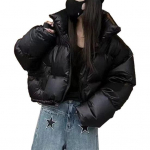 Yousheng Fall Winter Moteri&scaron;kas medvilninis palto stovas apykaklė, apsauga nuo kaklo ilgomis rankovėmis, atspari vėjui, termi&scaron;kai stora, pamink&scaron;tinta, lygi užtrauktuku, mink&scaron;ta moteri&scaron;ka striukė