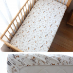 Kūdikių lovelės paklodė naujagimiui Mink&scaron;ta medvilninė lovytės čiužinio užvalkalas su guma 130x70cm
