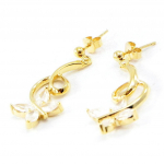 Les Tr&eacute;sors De Lily [B9545] - Boucles Plaqu&eacute; Or 'Parade Papillons' Blanc dor&eacute; - 14x32 mm