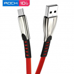 ROCK USB C tipo kabelis 2,4 A greito USB įkrovimo C tipo įkroviklio duomenų kabelis USB-C cinko lydinio laidas 100CM juoda