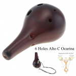 6 skylių Alto C Tone Ocarina keraminis juodos fleitos instrumentas pradedantiesiems su pakabinimo virve