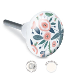 Les Tr&eacute;sors De Lily [A2525] - Keraminė baldų rankenėlė Floral rožinė žalia balta - 65x35 mm ry&scaron;kiai rožinė