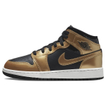 Air Jordan 1 Mid SE GS Metalinis Auksas Juodos Vaikų Sportbačiai Balti DR6967-071 38.5