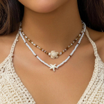 KunJoe Bohemian mi&scaron;rios spalvos ryžių karoliukai Starfish pakabukų karolių rinkinys moterims Vyrams Madingi Beach Choker raktikaulio grandinės papuo&scaron;alai 1