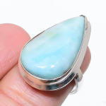 Natural Caribbean Larimar Gemstone 925 Sterling Silver Gift Ring Size 6 a2h34