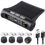 Automobilių padangų slėgio monitoriaus sistemos LCD ekranas belaidis saulės energijos TPMS signalizacijos padangų sauga su 4 i&scaron;oriniais jutikliais 16x13x4cm