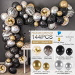 Juodas Auksinis Baltas Balionų Rinkinys Namų Dekoravimas Vestuvių Fono Siena Gimtadienio Vakarėlio Balionas Black Gold Balloon Package 1