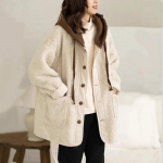 Ėriuko pliu&scaron;inė moteri&scaron;ka beisbolo striukė su gobtuvu Populiari pavasario ir rudens žiemos vidutinio ilgio pastorintas vir&scaron;us 3XL balta
