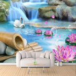 Fototapetas 3d Gulbių ežeras Gamtos peizažas Sienų freska Svetainė TV Sofa Miegamasis Namų dekoras Sienų freskos 200 cm(W) x 140 cm(H)