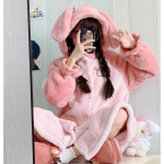 Mieli princesės pižama su gobtuvu moterims žiemai koralinis aksomas storas mielas chalatas naktiniai mar&scaron;kiniai rožinė kawaii animacinis naktiniai mar&scaron;kiniai namų drabužiai S rožinė