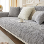 Pliu&scaron;inė sofos pagalvėlė Nauja auk&scaron;tos klasės neslystanti pagalvėlė Žieminė kreminės spalvos vėjo nepraleidžianti sutir&scaron;tinta sofos uždangalas Uždangalas Audinys 70x70