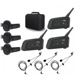 3 vnt. &bdquo;Xinowy V4&ldquo; futbolo teisėjo domofono ausinės su 1200M dvipusiu &bdquo;Bluetooth&ldquo; MP3 ausinėmis, belaidės futbolo ir ledo ritulio domofono ausinės juoda