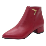 Storos Aulinės Batai Su Auk&scaron;tu Kulnu Kvadratiniu Pir&scaron;tu Žieminiai Chelsea Batai Moteri&scaron;ki Ankle Boots Užtrauktukas Ponios Rudens Batai Smėlio Spalvos Juodi Raudoni Dydis 35-42 PU 41