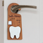 Wooden Tooth Door Hanger Decorative Sign Nursery Encourage Gift Pick up Box Holder for with Tooth Fairy