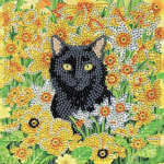 CRYSTAL ART Kit carte broderie diamant 18x18cm Chat dans le pr&eacute;