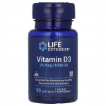 Life Extension, Vitaminas D3, 25mcg (1000 TV), 90 mink&scaron;tųjų gelių