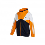 adidas Spalvų Bloko Užtrauktuku Užsegamas Džemperis Su Gobtuvu Tamsiai Mėlynas Oranžinis Baltas Vyri&scaron;kas HE7471 L