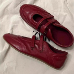 Baleto bateliai Moteri&scaron;ki sportbačiai Laisvalaikio Prekės ženklo 2025 Tendencija Pavasaris Naujas Bordo Spalvos Retro Oda Mary Jane Dizainas Sportas Zapatos Mujer 35 raudona