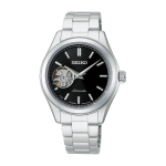 SEIKO SELECTION HFB008J Moteri&scaron;kas laikrodis Pagamintas Japonijoje Mechaninis Automatinis (su rankiniu užvedimu) Atvira &scaron;irdis Lengvai reguliuojamas Juodas ciferblatas Nerūdijantis plienas black