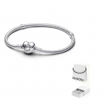 Pandora Moments &Scaron;irdelės Sagtimi Gyvatės Grandinėlės Apyrankė Sidabrinė 590719 19-Original Box And Original Bag white