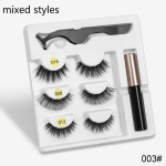 3 poros akių makiažo magnetinės blakstienos Magnetinės dirbtinės blakstienos Skystas akių pie&scaron;tukas grožio rinkinys Mink Eyelash Style 3
