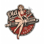 Tri Koshki KCS125 Pin up Repair Girl Old School lipdukas Bobber Cafe Racer Retro automobilio lipdukas PVC spalvoti lipdukai 10x10cm -S