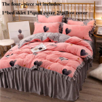 Storas Milk Velvet Keturių dalių sijonas antklodės užvalkalas pagalvės užvalkalas Plus Velvet &scaron;iltas dvipusis antklodės užvalkalas patalynės komplektas