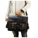 Natūralios ožkos juodos odos retro ne&scaron;iojamojo kompiuterio krep&scaron;ys &bdquo;Messenger Satchel&ldquo; portfelis