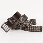 Sunkaus metalo kaubojų punk diržas natūralios odos hiphopo diržai vyrams Cross Rivet Jeans diržas vyri&scaron;kas dirželis Ceinture Homme 115cm kava