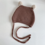 Žiemos pavasario nerta kūdikių kepurė Mink&scaron;ta pompom kūdikių mergaičių berniukų kepurė Beanie vienspalvė vaikams megzta &scaron;ilta ausų apsauga kepurė su gaubtu MYY 44-46CM(3M-18M)