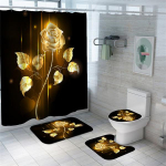 Golden Rose vandeniui atsparus du&scaron;o užuolaidų komplektas tualeto užvalkalo kilimėlis neslystantis vonios kilimėlis vonios kambario priedai 4PCS Full Set