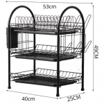 Indų džiovinimo lentyna 3 pakopų plieninė indų lentyna su nuimamu indų kanalizacijos lentynu