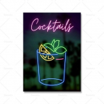 Alus, kokteilis, pica, ledų vakarėlis, neoniniai spaudiniai, sienų meno tendencijos, plakatai, kolegijos bendrabučio dekoravimas 21cm&times;30cm NoFrame