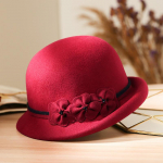 Žieminė kepurė moterims XX a. XX a. Gatsby stiliaus gėlė &scaron;ilta vilna Fedora žiemos kepurė Moteri&scaron;kos bažnytinės kepurės Cloche Bonnet Femme Felt Fedoras 55-58cm